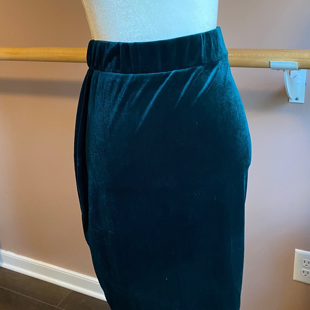 Agnes & Dora Green Velvet Pencil Skirt S - Picture 3 of 8